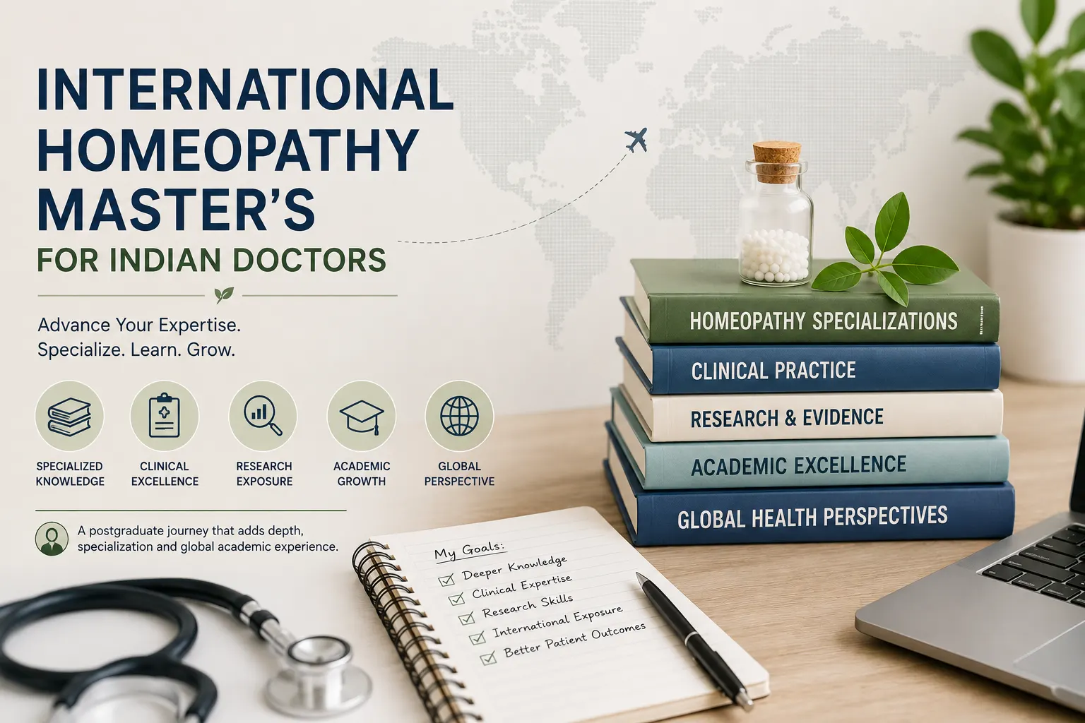International Homeopathy Master's program for Indian doctors with books, research materials and clinical study tools.